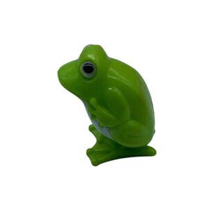 Vtg TOMY Wind-Up Green Frog Toy Spring-Action Movement Googly Eyes Pocket Pets
